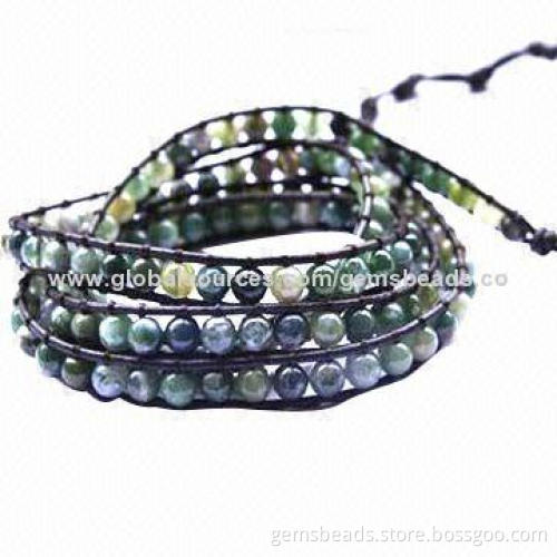 Fashionable Gemstone Beaded Bracelet in 3 Wraps